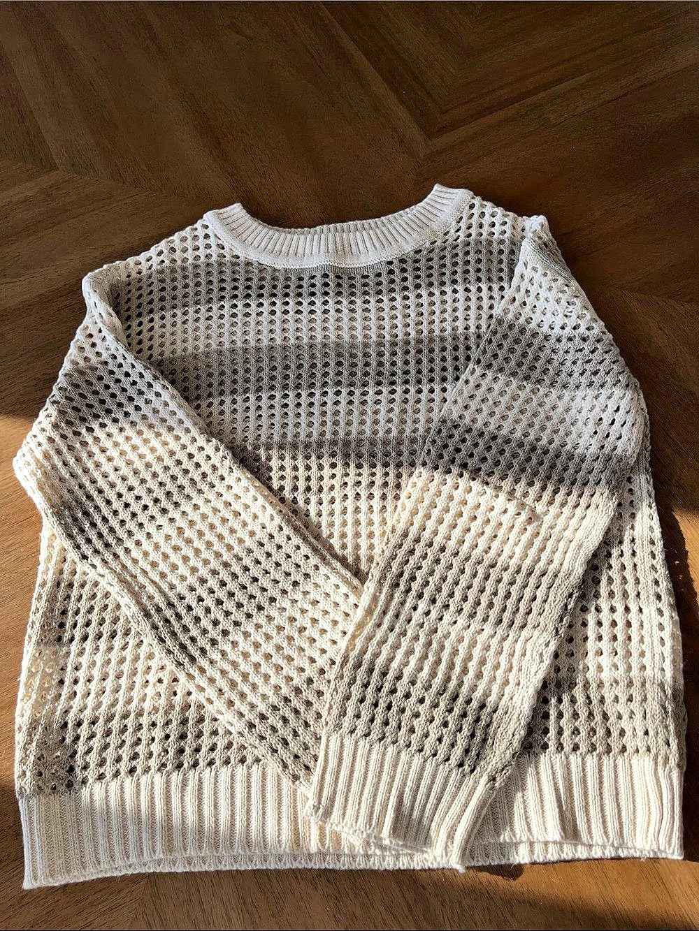 eclipse Open Knit Crewneck Sweater Cream Size Small
